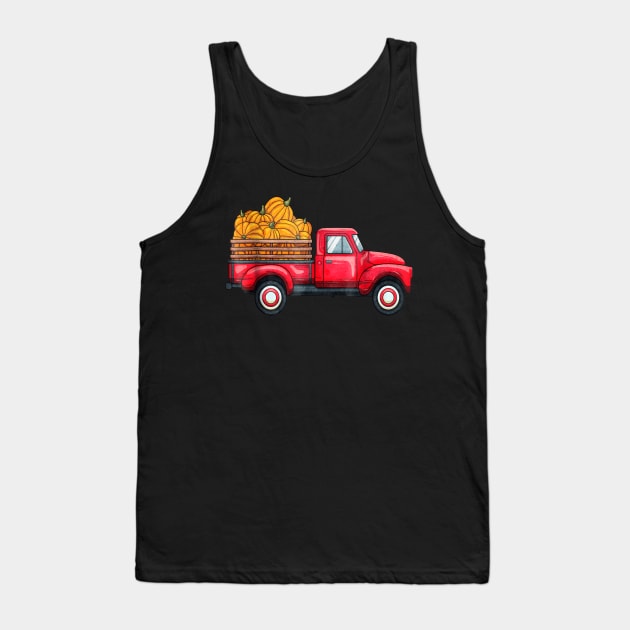 Cute Pumpkin Truck T Shirt Gift Halloween Pumpkin Truck Tank Top by klausgaiser